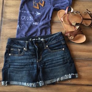 American Eagle dark wash cuffed shorts size 2